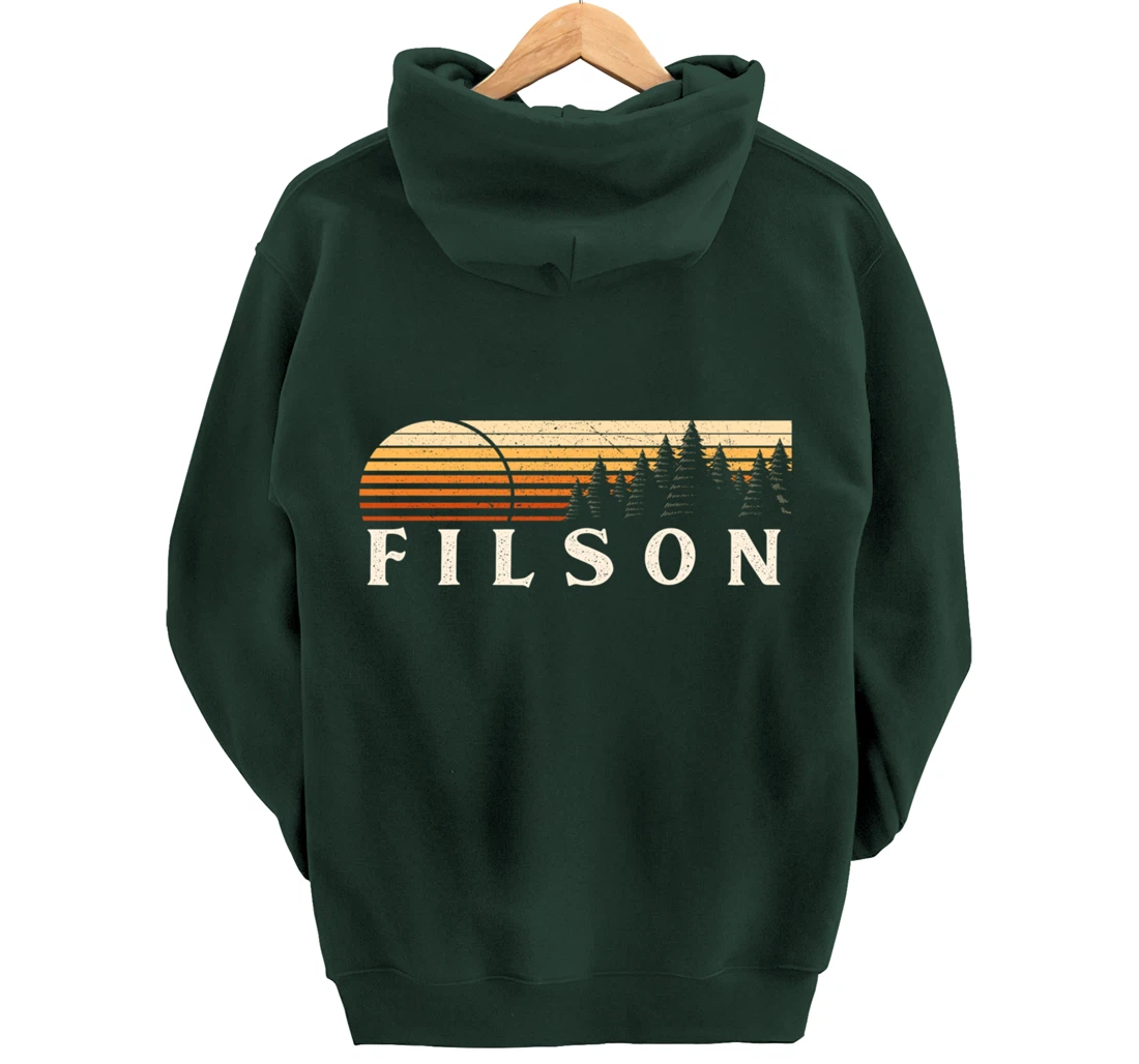 Filson, IL Vintage Evergreen Sunset Eighties Retro Pullover Hoodie