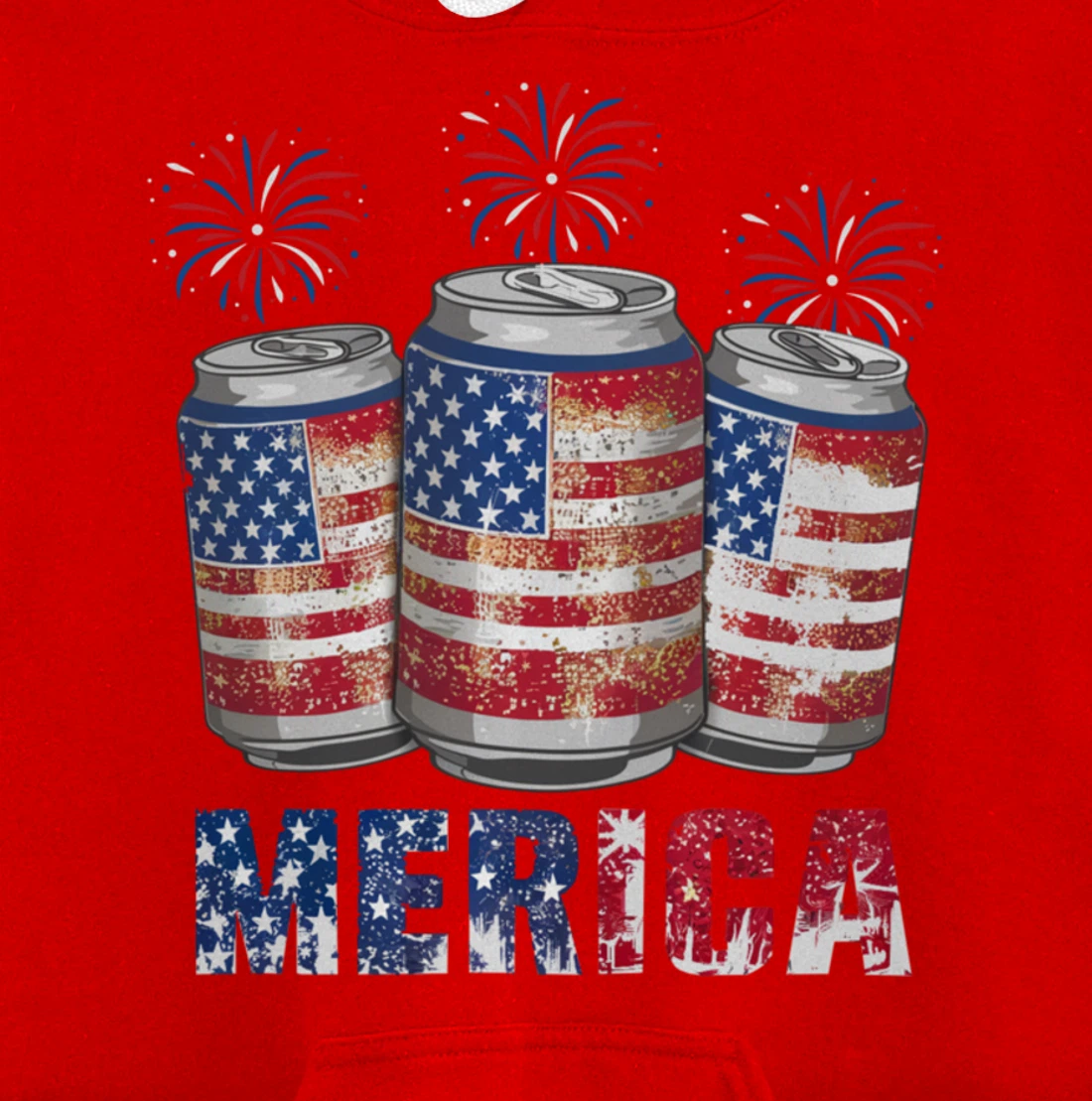 Beer American Flag Funny 4th Of July Merica USA Drinking Men Pullover Hoodie