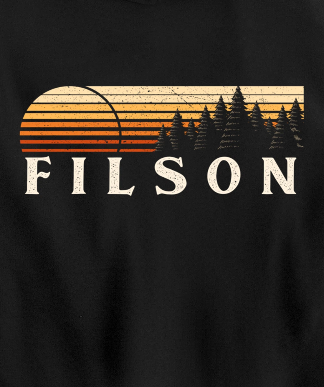 Filson, IL Vintage Evergreen Sunset Eighties Retro Pullover Hoodie