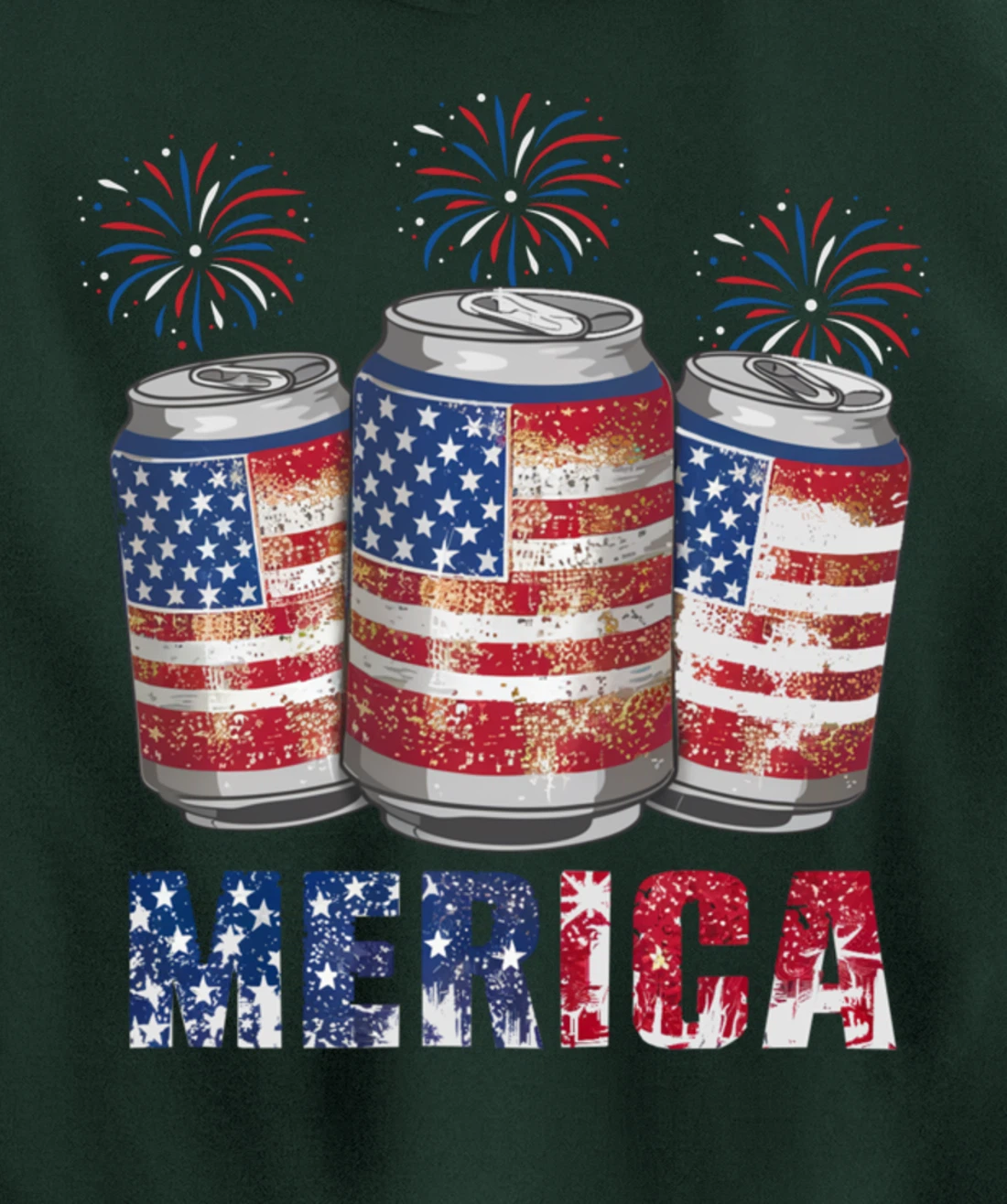 Beer American Flag Funny 4th Of July Merica USA Drinking Men Pullover Hoodie