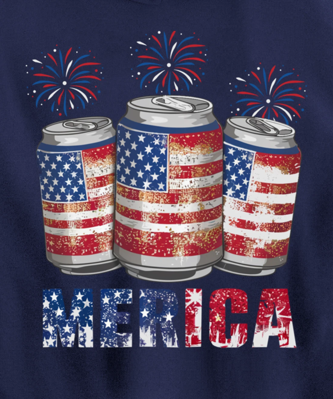 Beer American Flag Funny 4th Of July Merica USA Drinking Men Pullover Hoodie