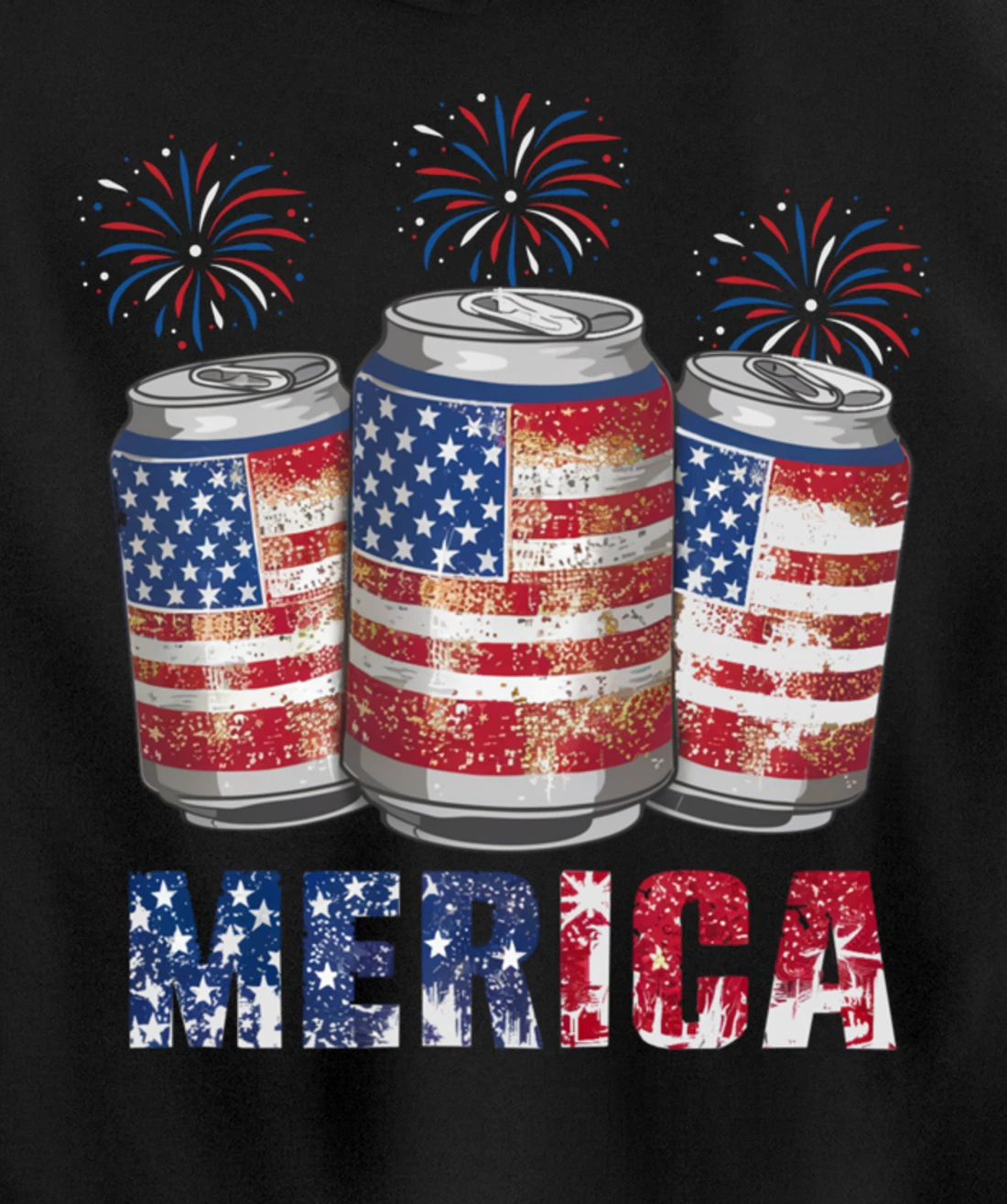 Beer American Flag Funny 4th Of July Merica USA Drinking Men Pullover Hoodie
