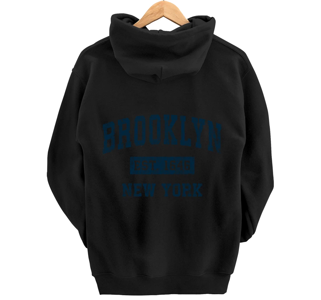 Brooklyn New York NY Vintage Sports Design Navy Print Pullover Hoodie