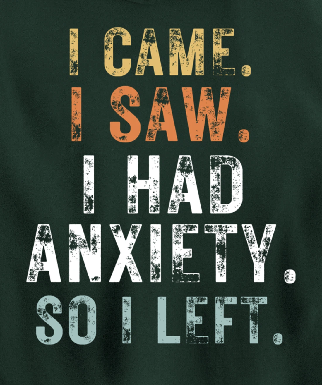 I Came I Saw I Had Anxiety So I Left Funny Introvert Anxiety Pullover Hoodie