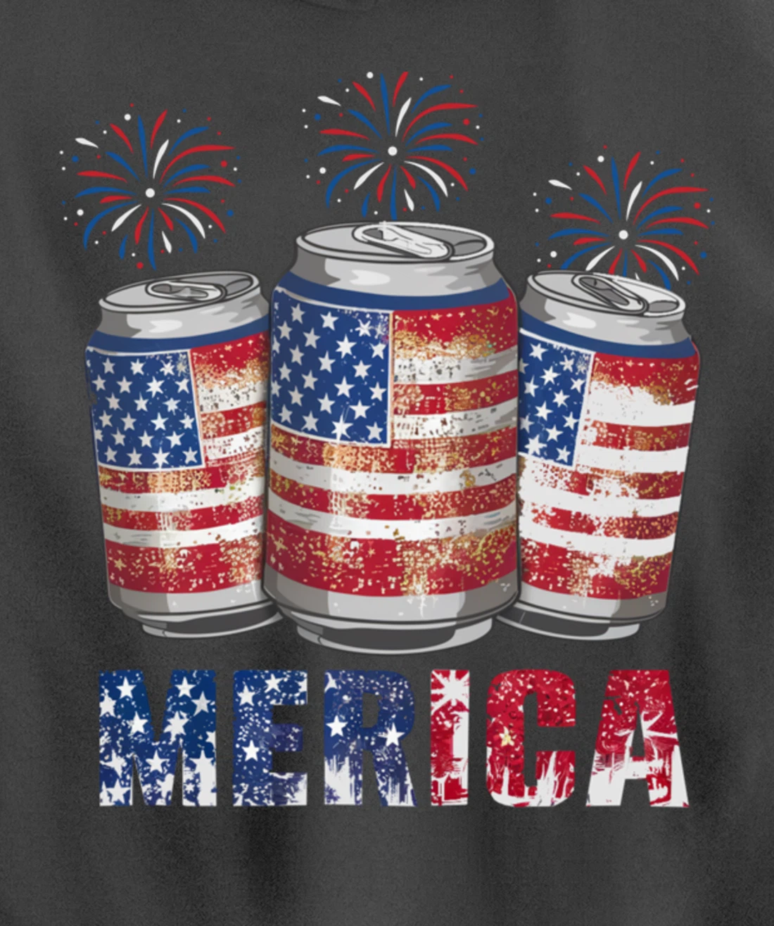 Beer American Flag Funny 4th Of July Merica USA Drinking Men Pullover Hoodie