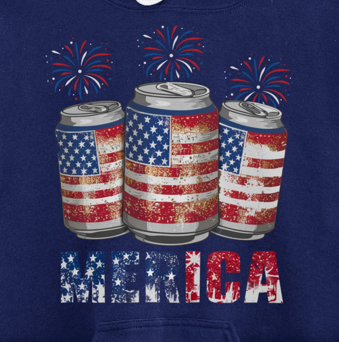 Beer American Flag Funny 4th Of July Merica USA Drinking Men Pullover Hoodie