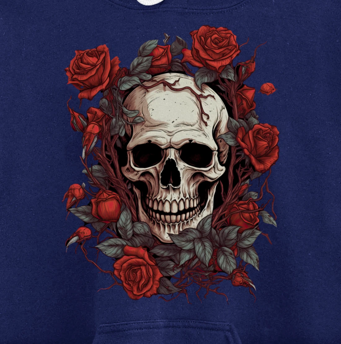 Rose Skeleton Skull Hand Red Flower rose Pullover Hoodie