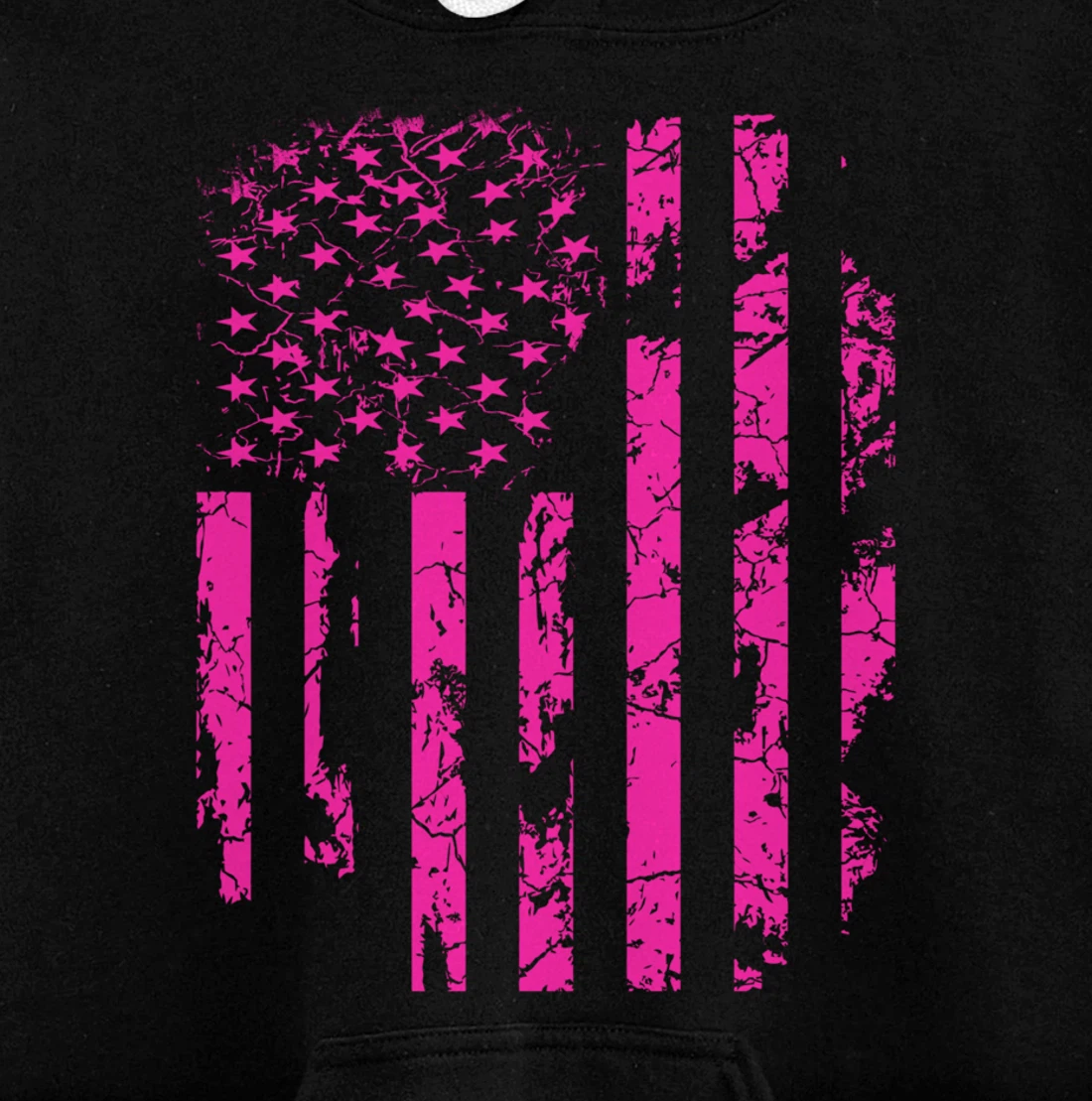 Pink Distressed USA Flag Pullover Hoodie
