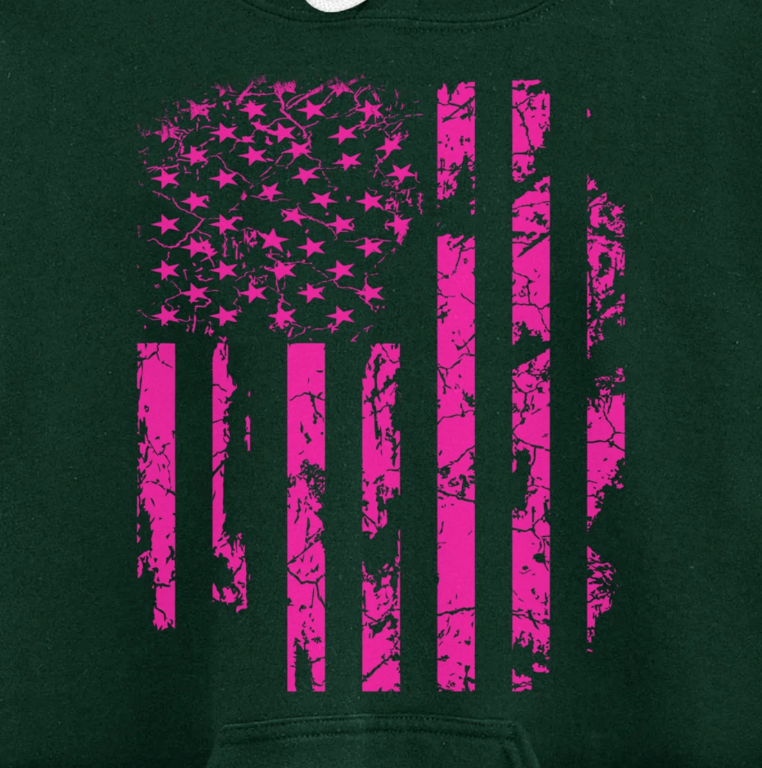 Pink Distressed USA Flag Pullover Hoodie