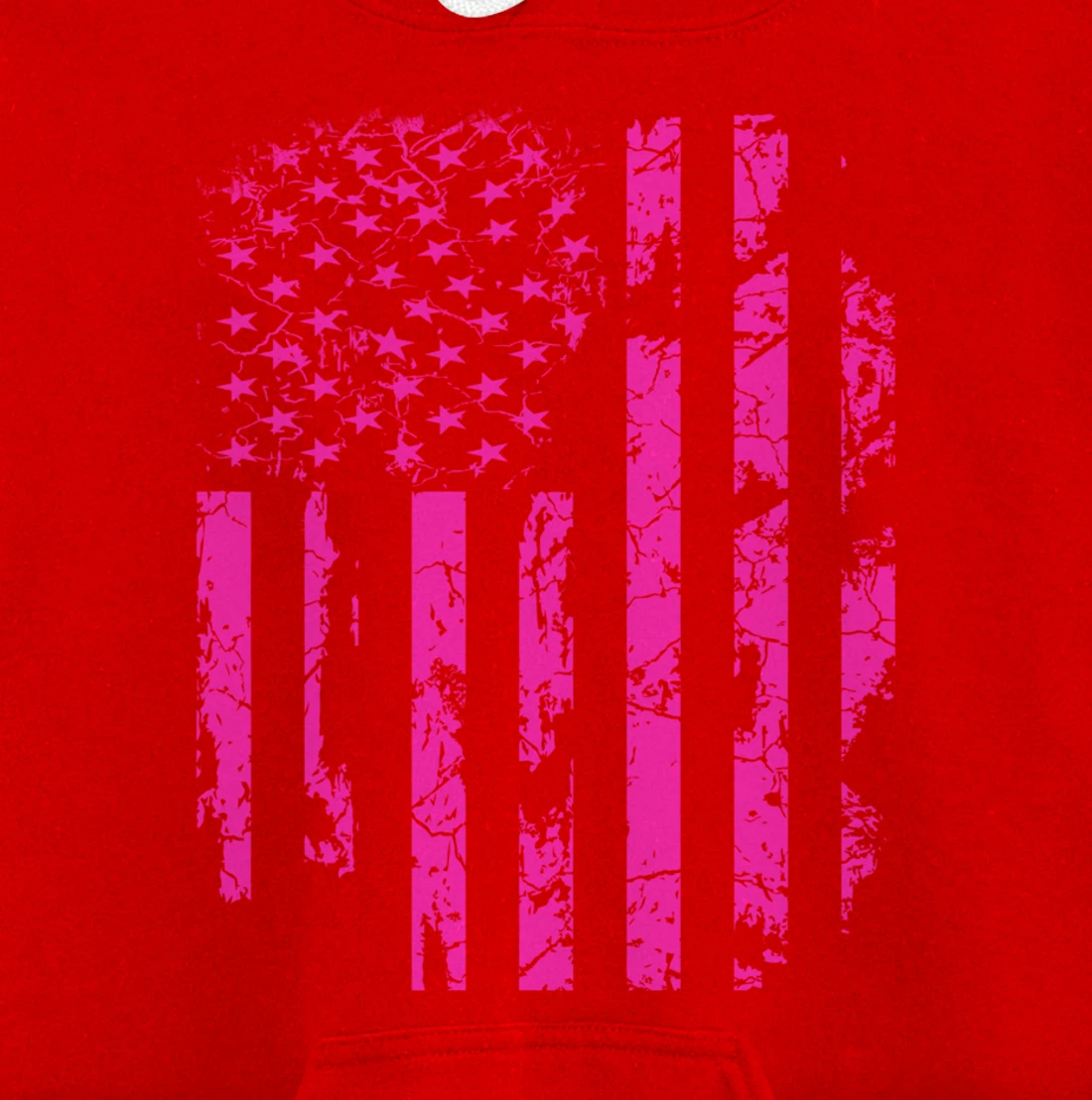 Pink Distressed USA Flag Pullover Hoodie