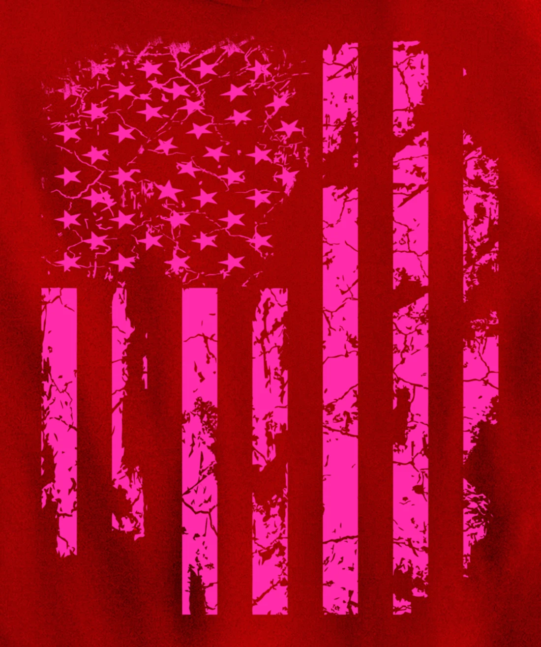 Pink Distressed USA Flag Pullover Hoodie