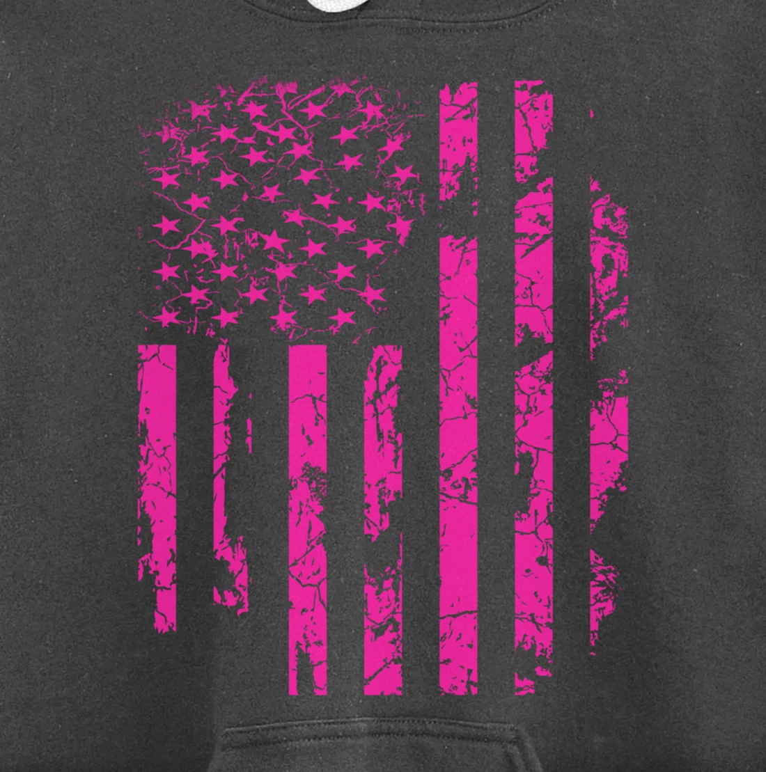 Pink Distressed USA Flag Pullover Hoodie