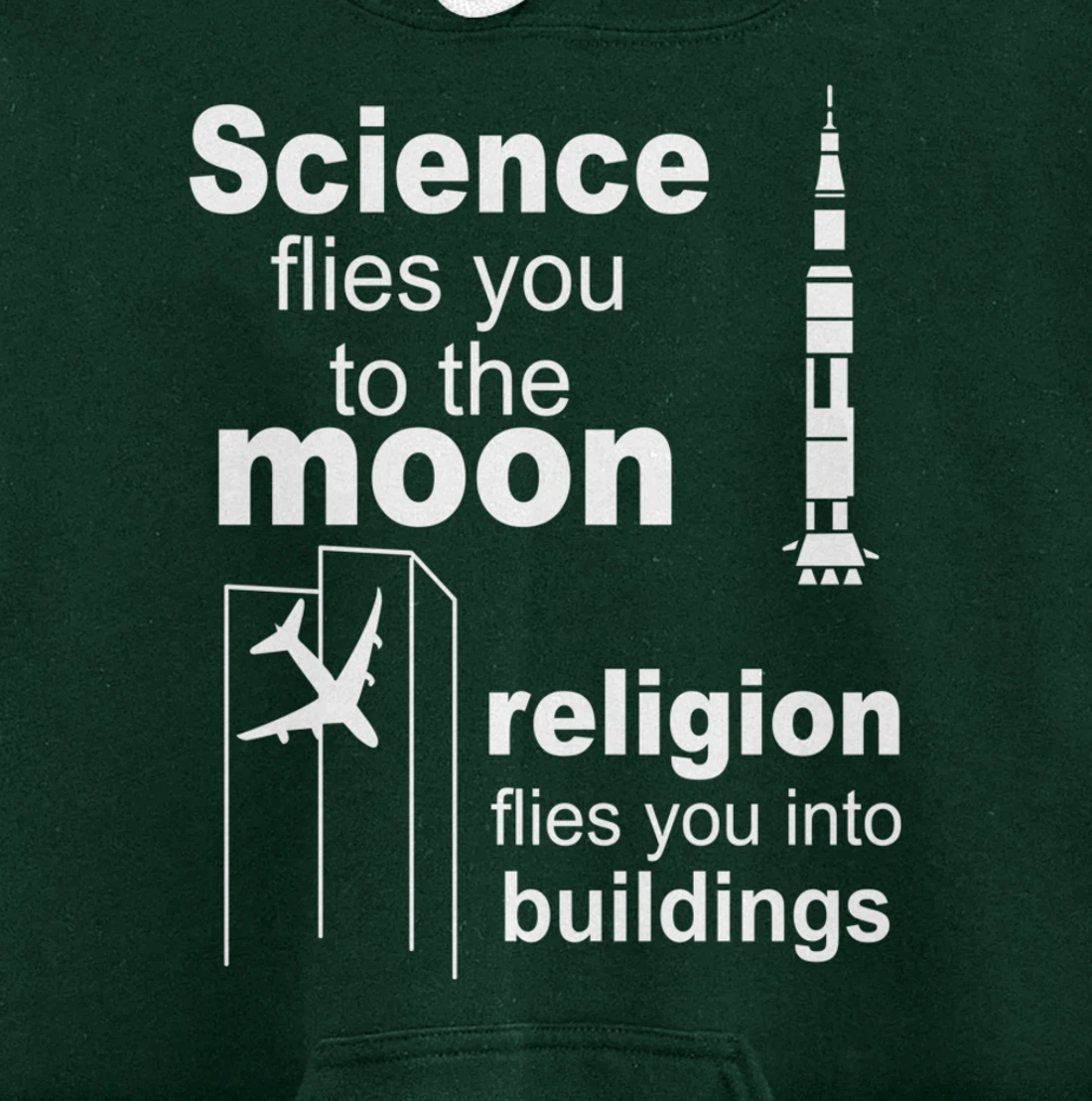 Science Flies You The Moon Religion Flies You Into Buildings Pullover Hoodie