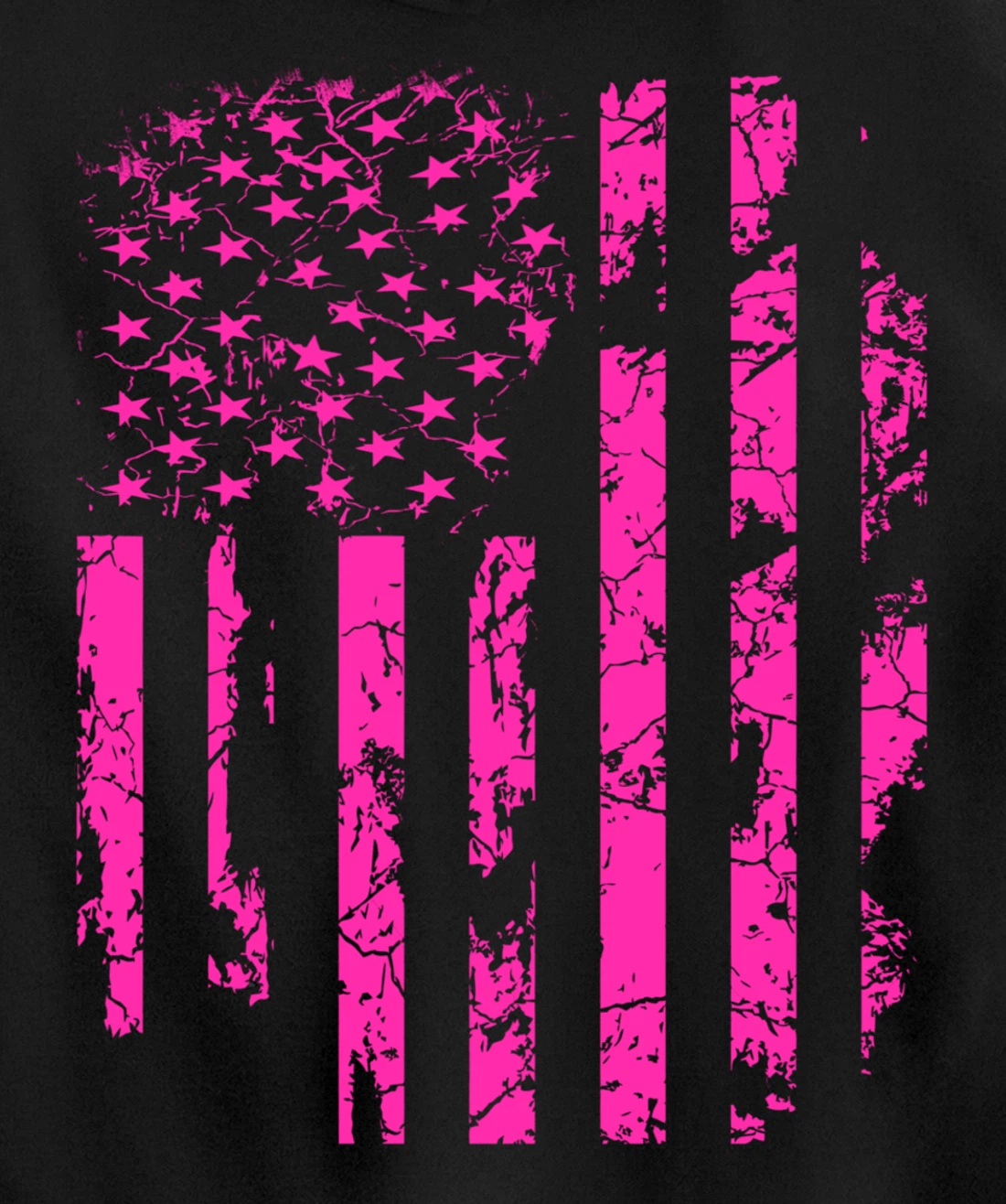 Pink Distressed USA Flag Pullover Hoodie