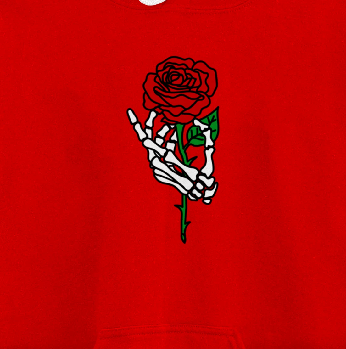 Skeleton Hand Holding Rose Hoodie, Tattoo Hoodies Pullover Hoodie