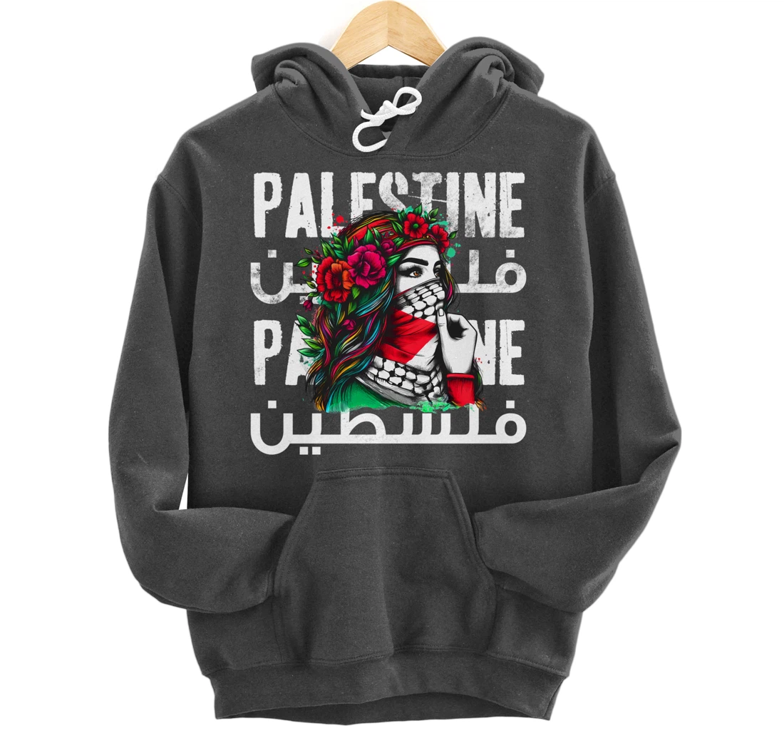 A Palestinian Girl With A Palestinian Bandana Palestine Pullover Hoodie