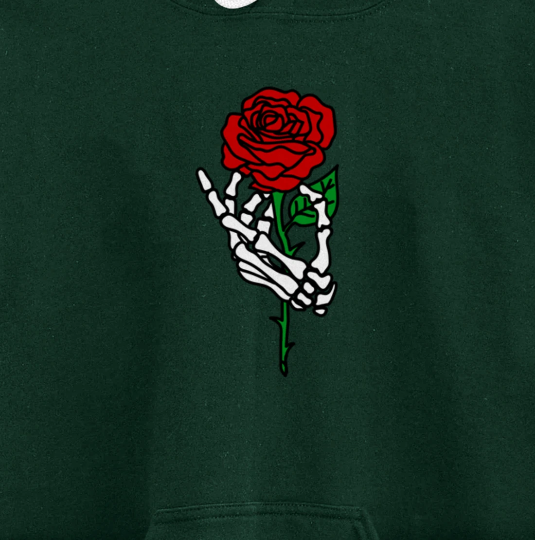 Skeleton Hand Holding Rose Hoodie, Tattoo Hoodies Pullover Hoodie