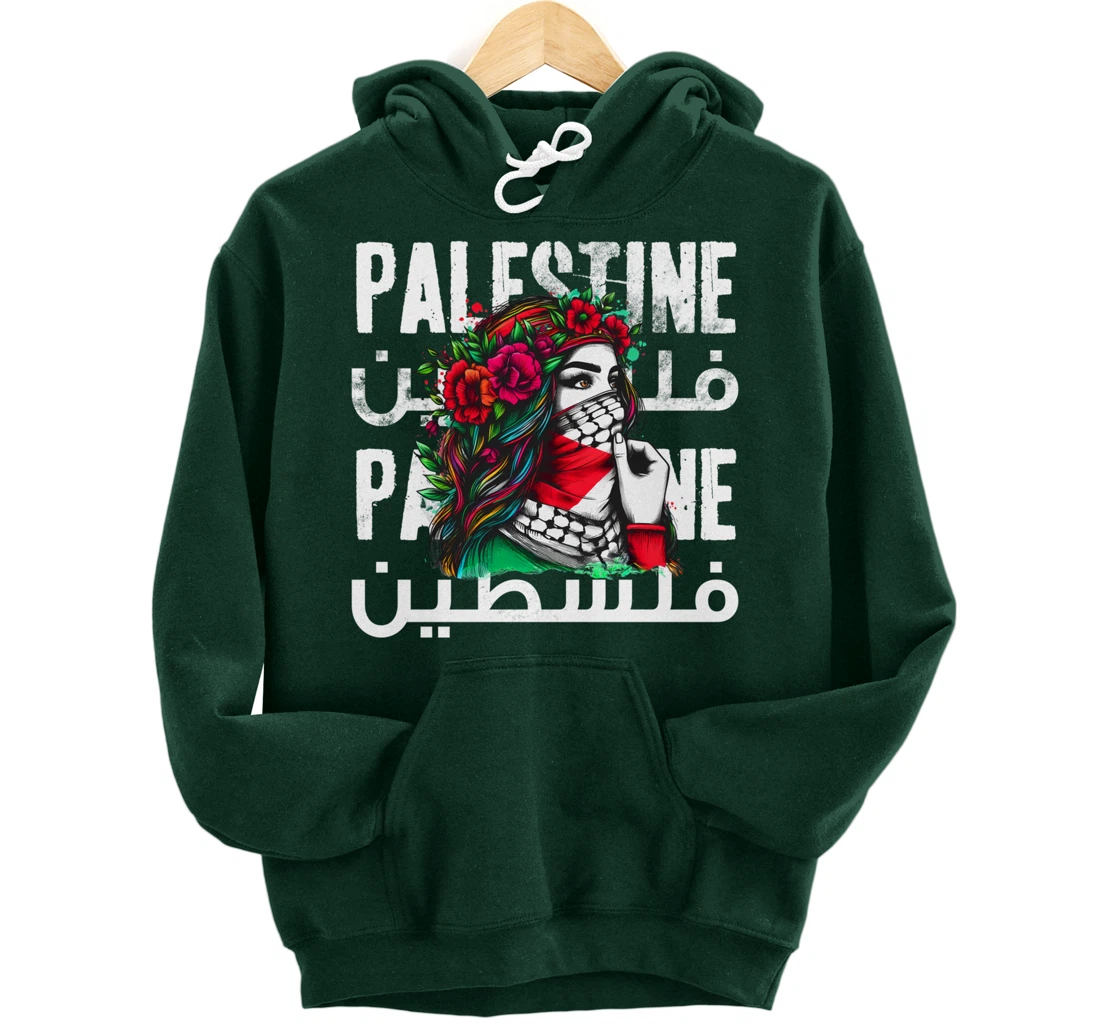 A Palestinian Girl With A Palestinian Bandana Palestine Pullover Hoodie