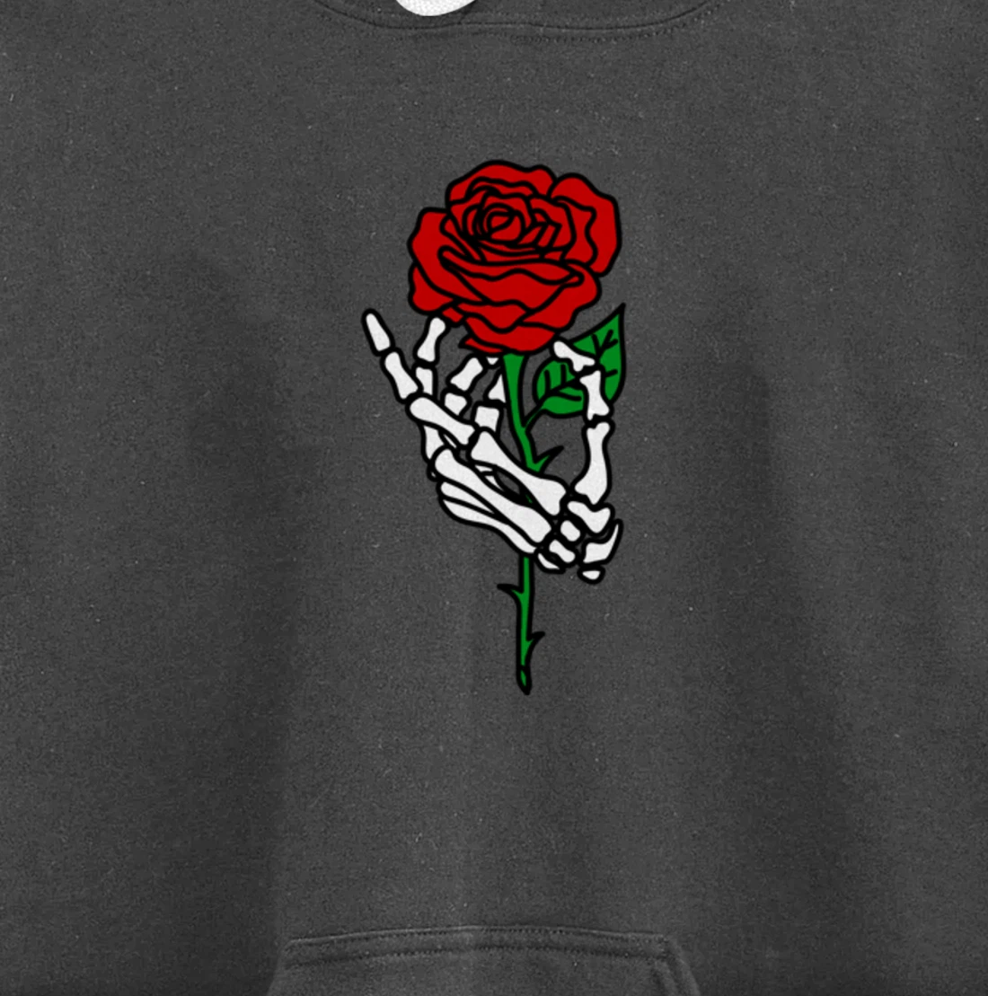 Skeleton Hand Holding Rose Hoodie, Tattoo Hoodies Pullover Hoodie