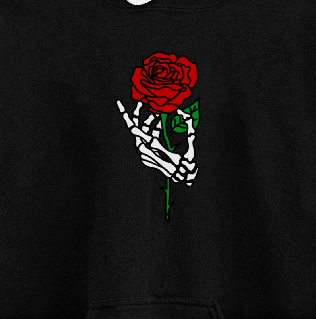 Skeleton Hand Holding Rose Hoodie, Tattoo Hoodies Pullover Hoodie