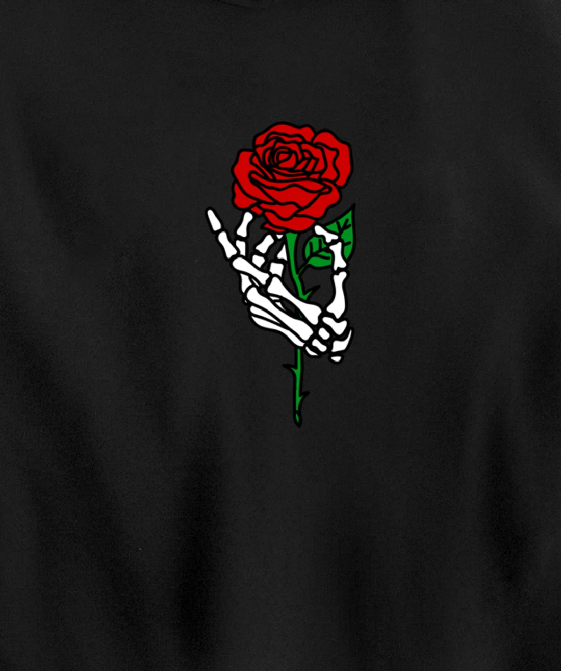 Skeleton Hand Holding Rose Hoodie, Tattoo Hoodies Pullover Hoodie