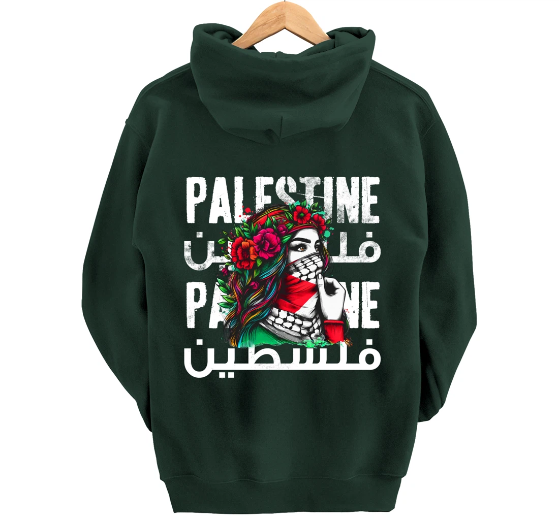 A Palestinian Girl With A Palestinian Bandana Palestine Pullover Hoodie
