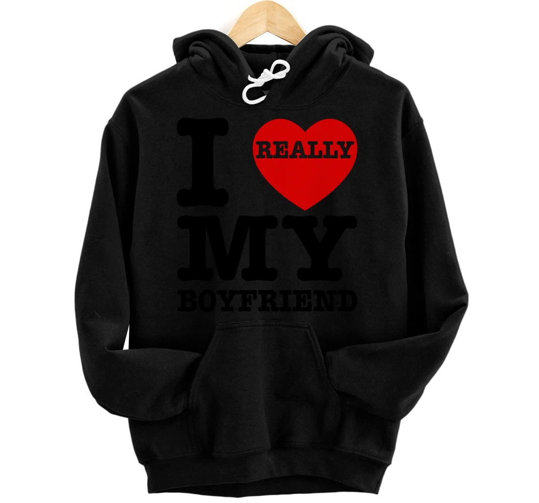 I Love My Boyfriend I Heart BF Funny Couple Valentines Gifts Pullover Hoodie