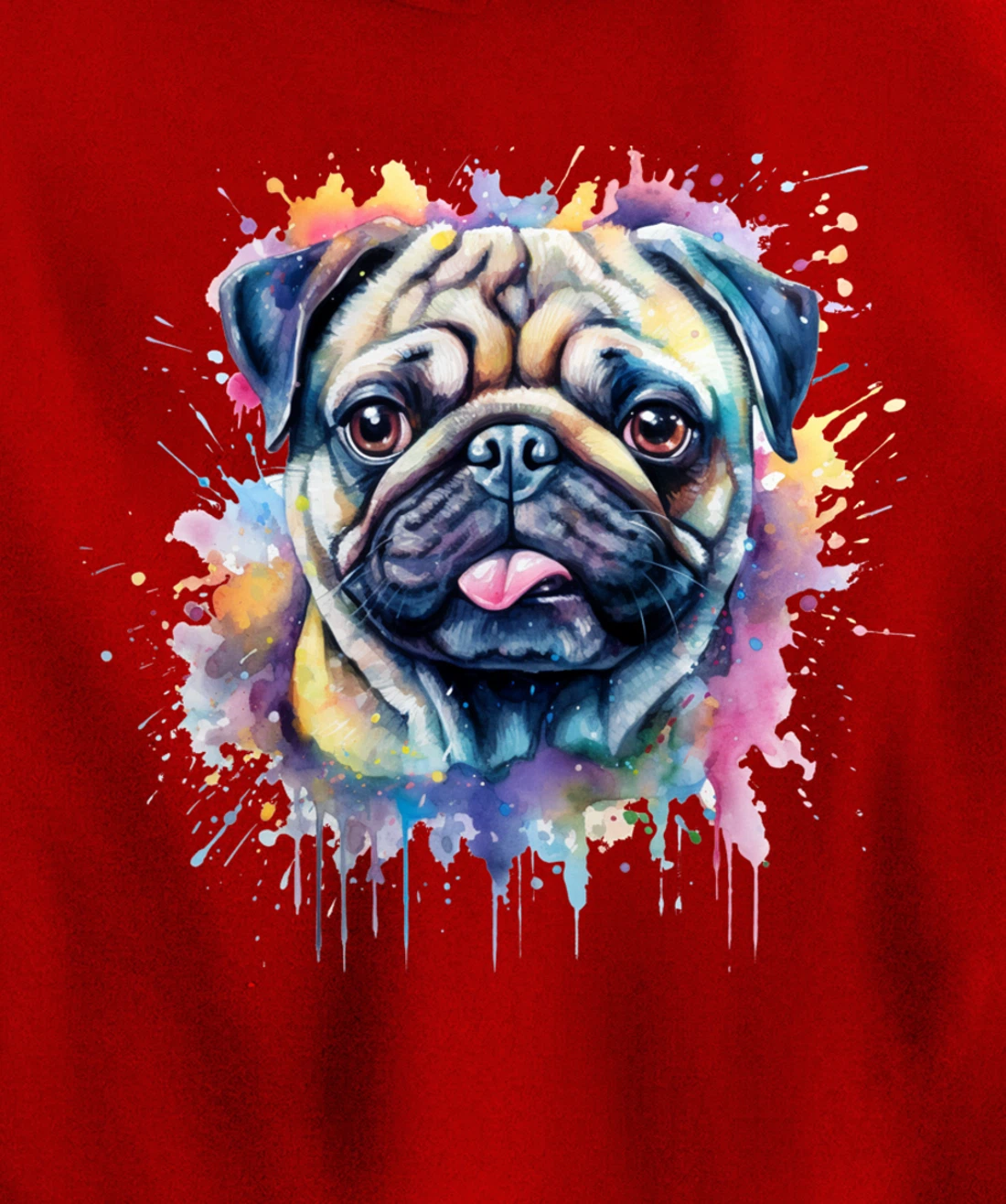 Pug Watercolor Dog For Pug Lovers Pullover Hoodie