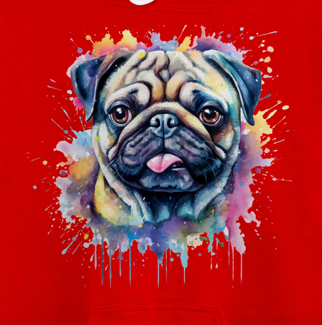 Pug Watercolor Dog For Pug Lovers Pullover Hoodie