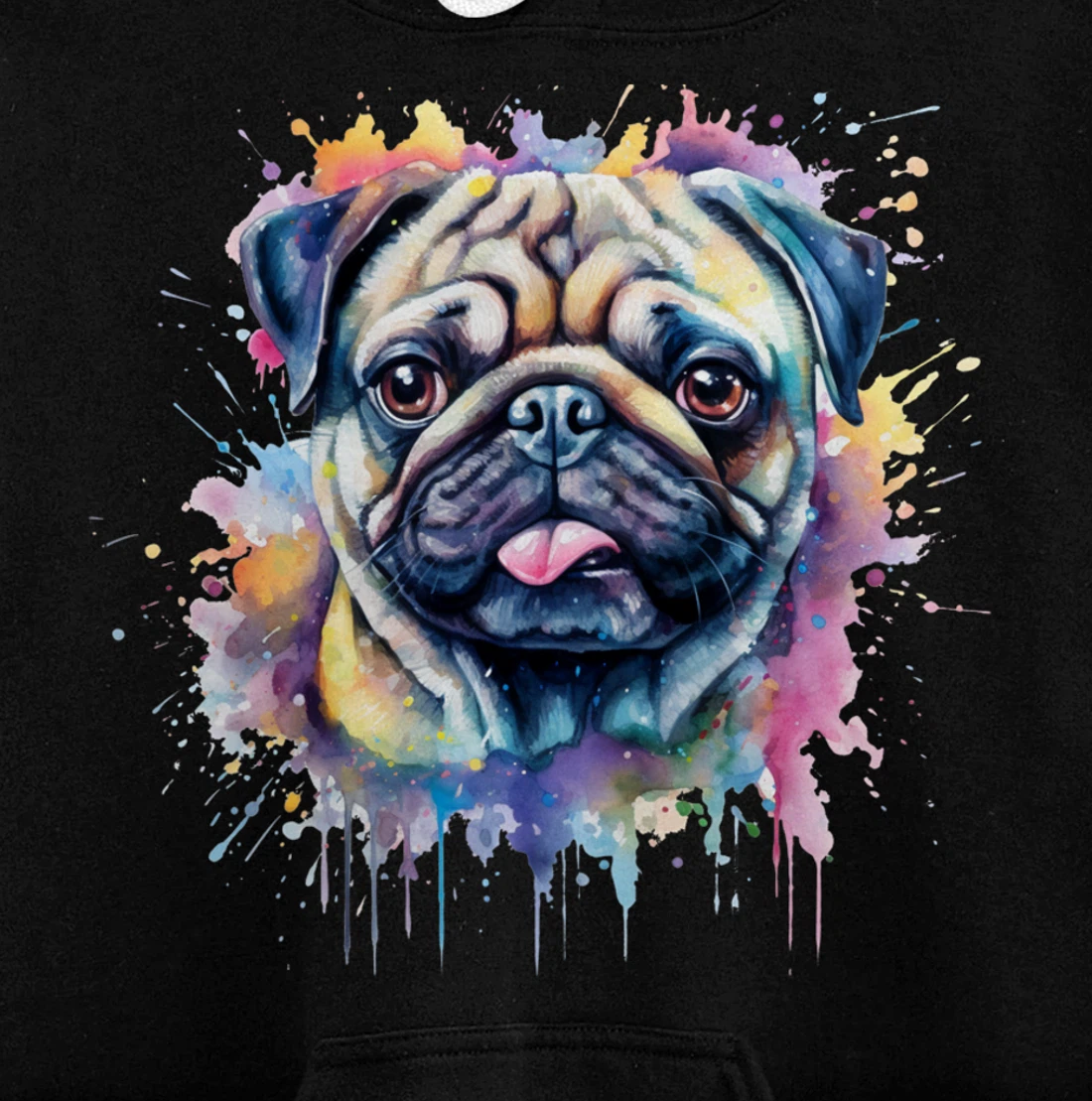 Pug Watercolor Dog For Pug Lovers Pullover Hoodie