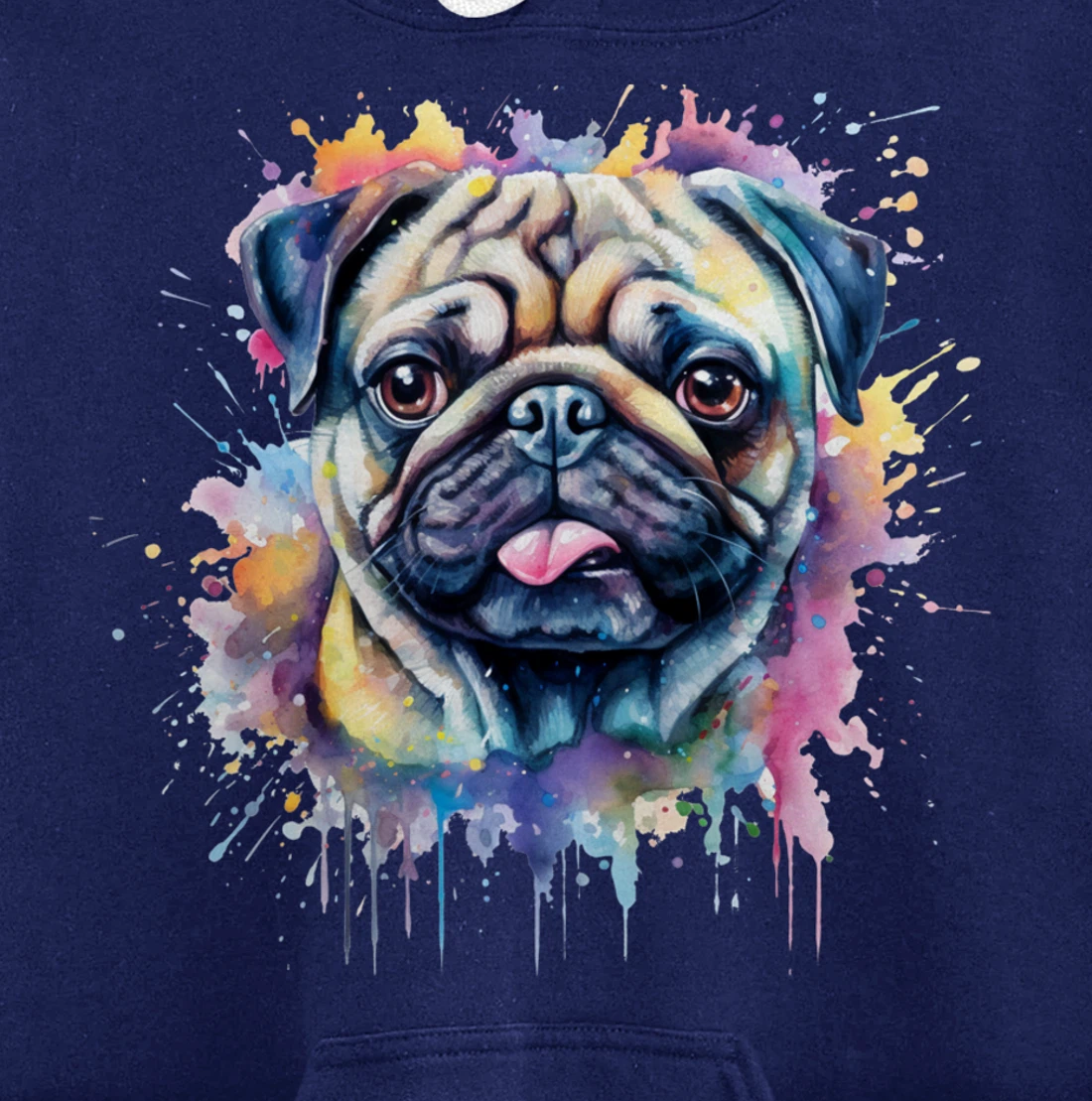Pug Watercolor Dog For Pug Lovers Pullover Hoodie