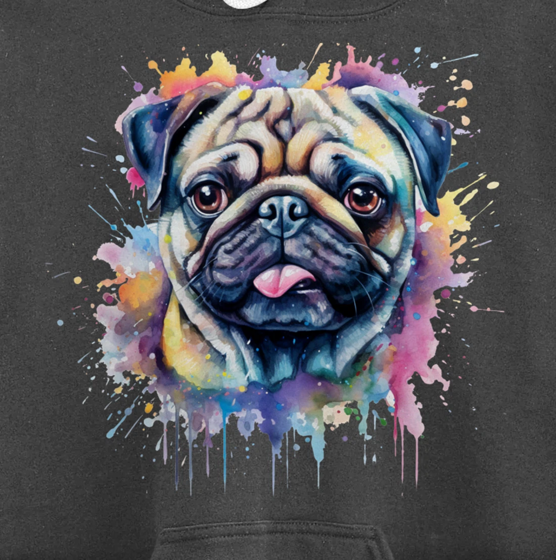 Pug Watercolor Dog For Pug Lovers Pullover Hoodie
