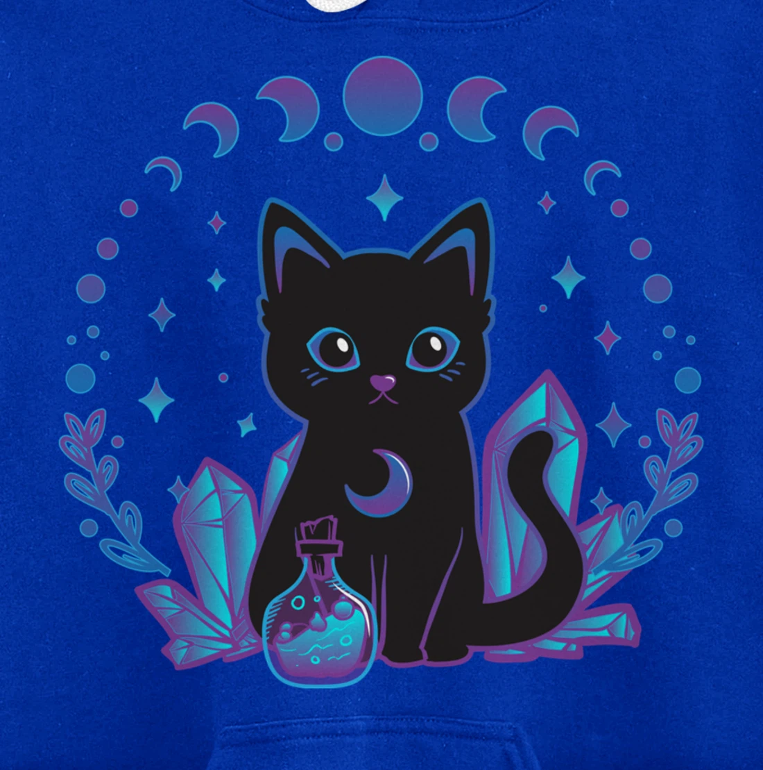 Cute Witchy Black Cat Crystal Alchemy Kawaii Pastel Goth Pullover Hoodie