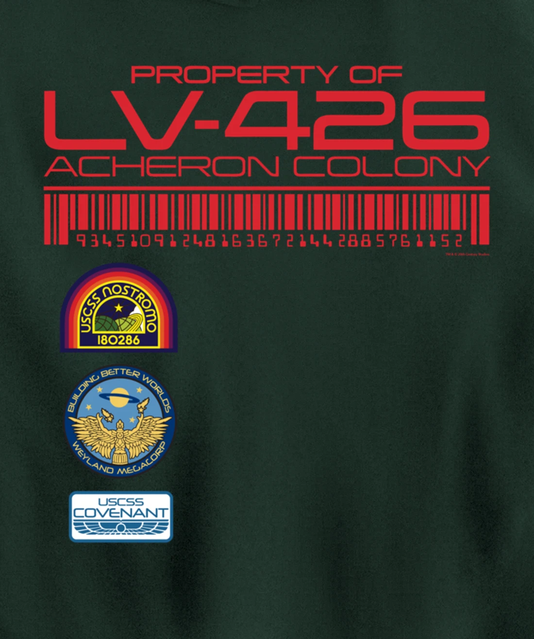 Alien 45th Anniversary Property of LV-426 Acheron Colony Pullover Hoodie