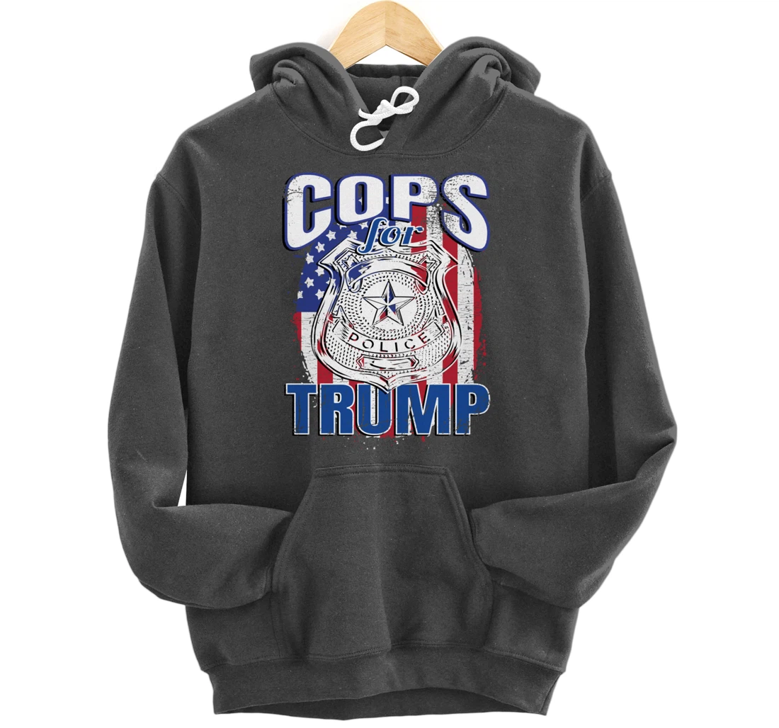 COPS FOR TRUMP Pro Police Pro Trump Blue Line Blue Lives Pullover Hoodie