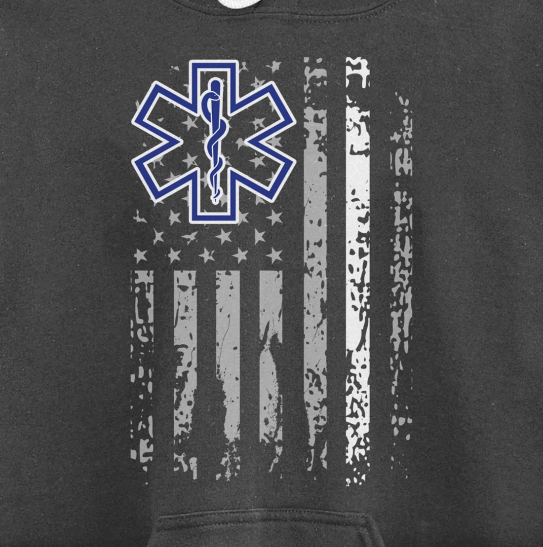 Thin White Line Hoodie EMS EMT Paramedic American Flag Gift Pullover Hoodie