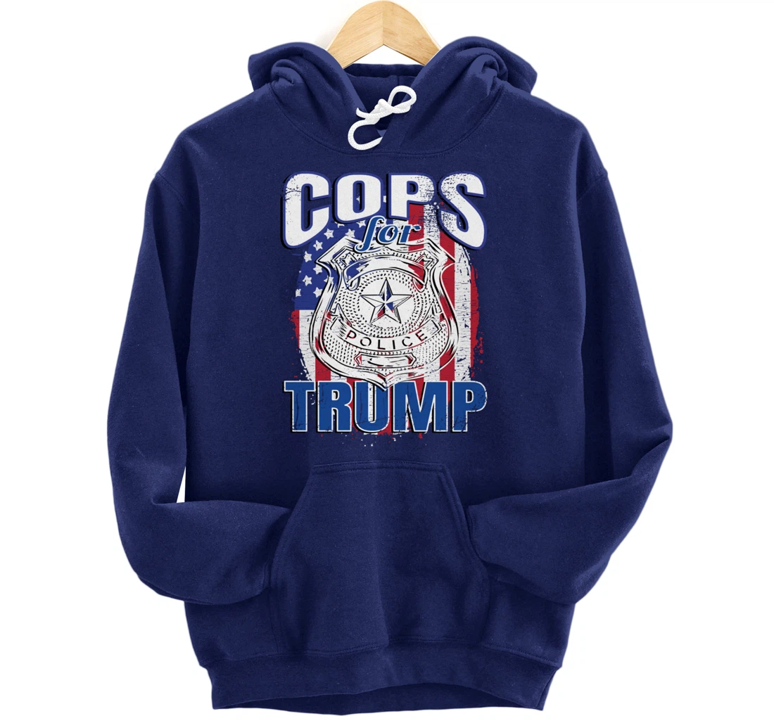 COPS FOR TRUMP Pro Police Pro Trump Blue Line Blue Lives Pullover Hoodie