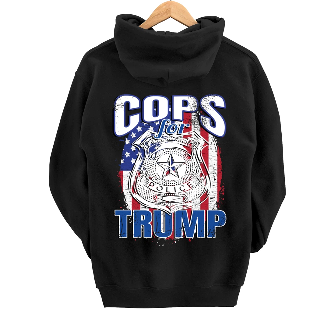 COPS FOR TRUMP Pro Police Pro Trump Blue Line Blue Lives Pullover Hoodie
