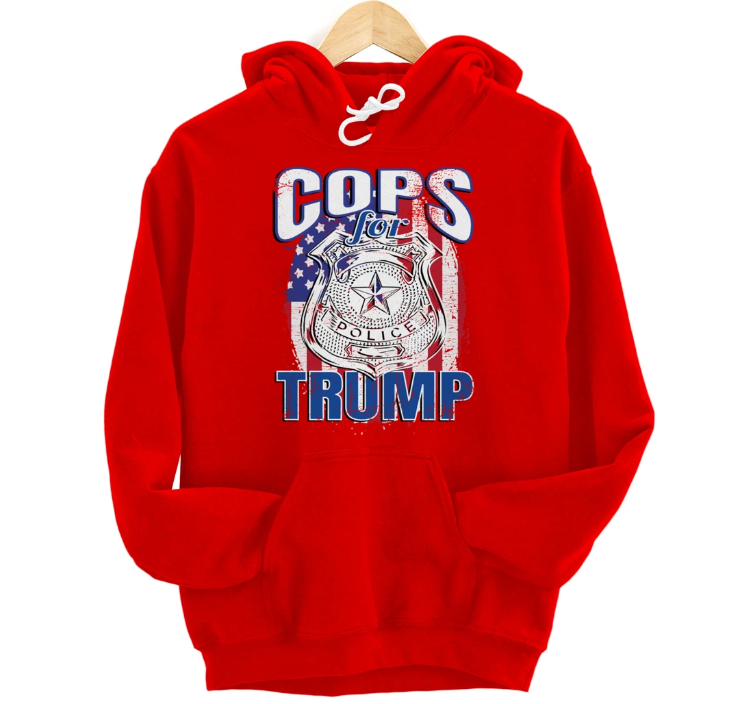 COPS FOR TRUMP Pro Police Pro Trump Blue Line Blue Lives Pullover Hoodie