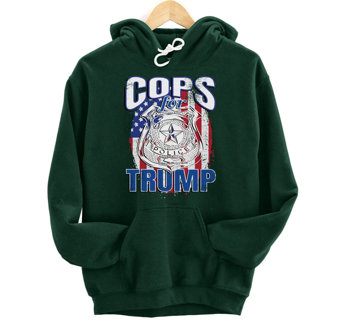 COPS FOR TRUMP Pro Police Pro Trump Blue Line Blue Lives Pullover Hoodie