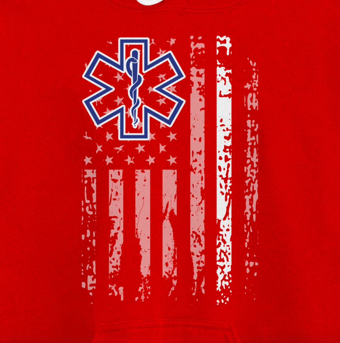Thin White Line Hoodie EMS EMT Paramedic American Flag Gift Pullover Hoodie