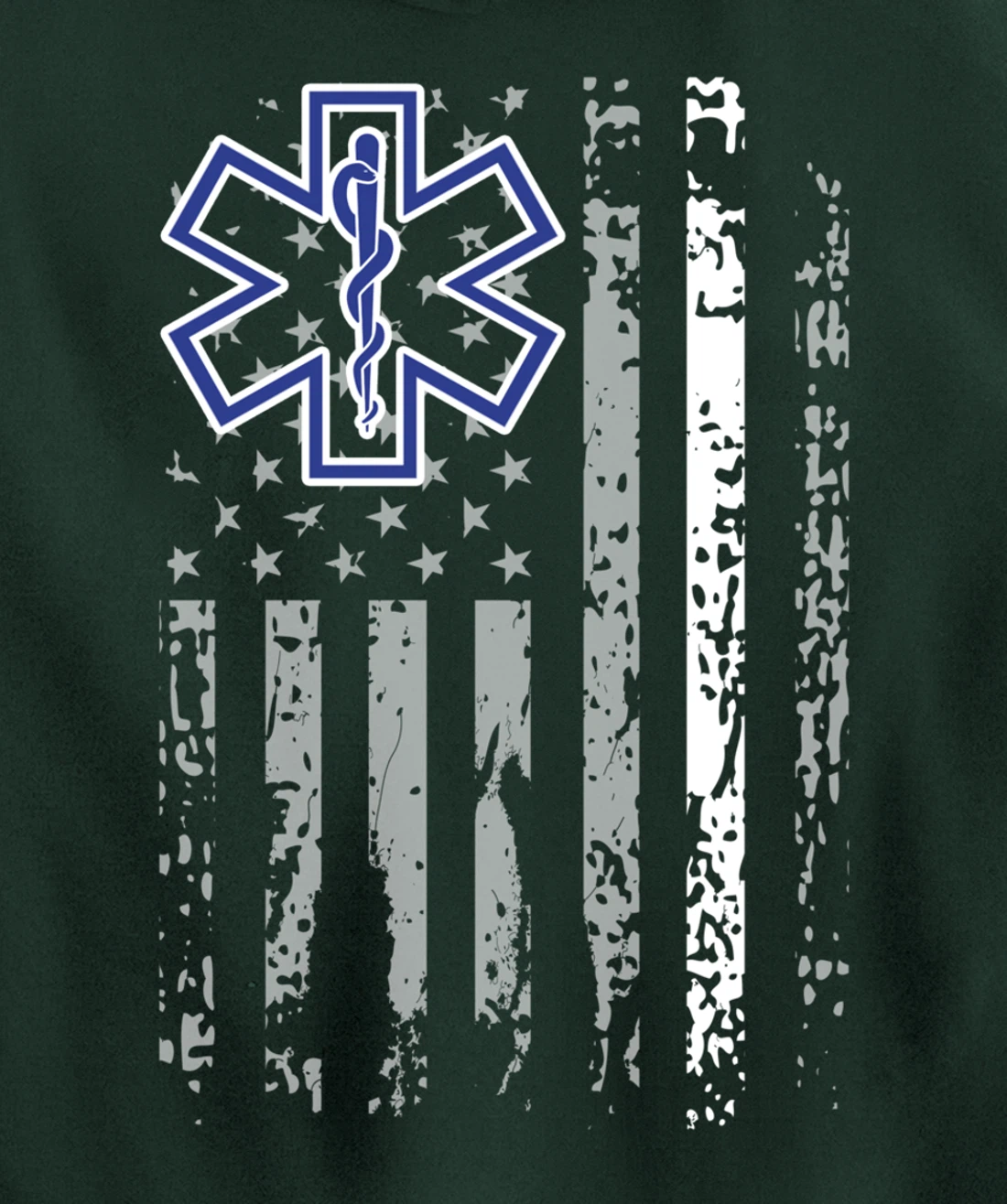 Thin White Line Hoodie EMS EMT Paramedic American Flag Gift Pullover Hoodie