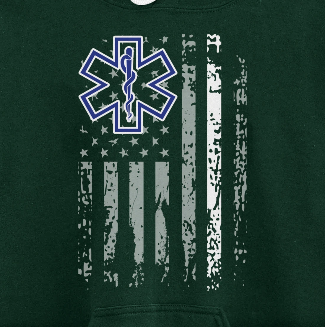 Thin White Line Hoodie EMS EMT Paramedic American Flag Gift Pullover Hoodie