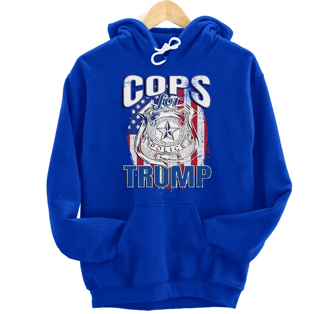 COPS FOR TRUMP Pro Police Pro Trump Blue Line Blue Lives Pullover Hoodie