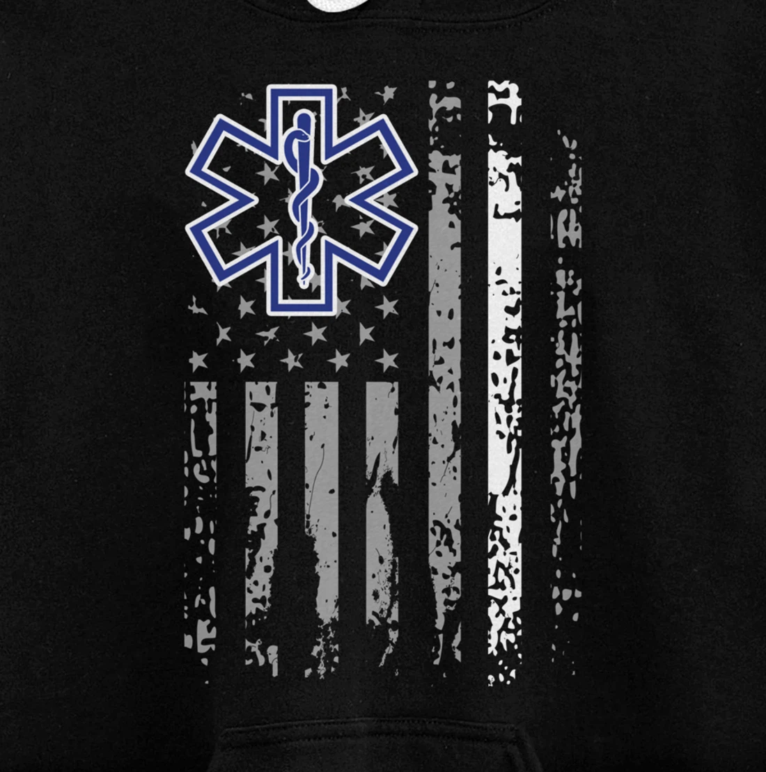 Thin White Line Hoodie EMS EMT Paramedic American Flag Gift Pullover Hoodie