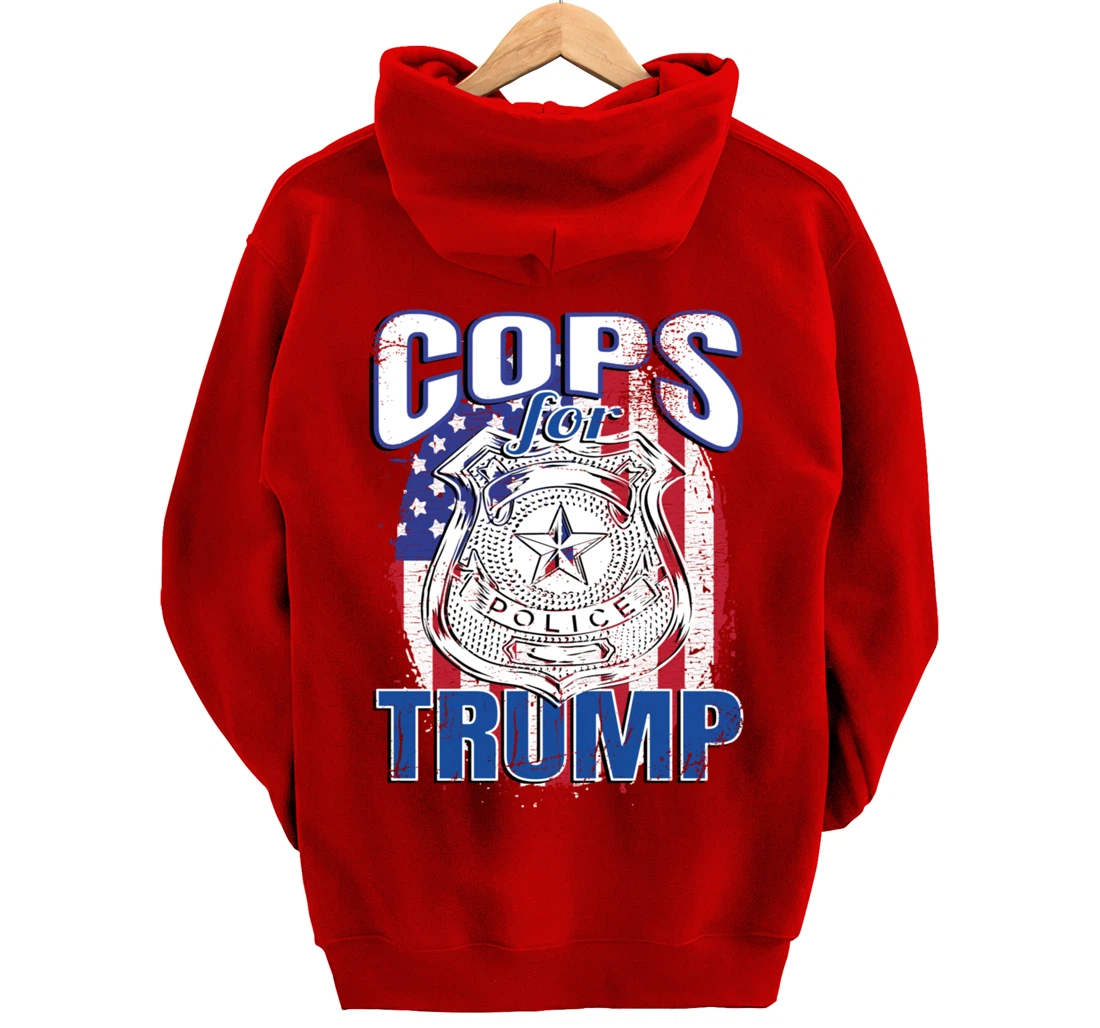 COPS FOR TRUMP Pro Police Pro Trump Blue Line Blue Lives Pullover Hoodie