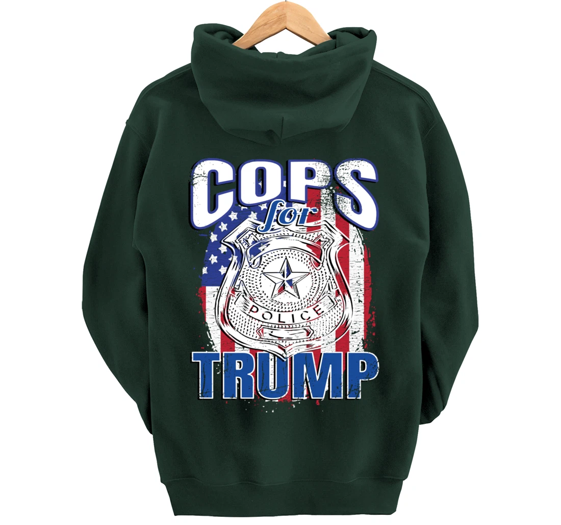 COPS FOR TRUMP Pro Police Pro Trump Blue Line Blue Lives Pullover Hoodie