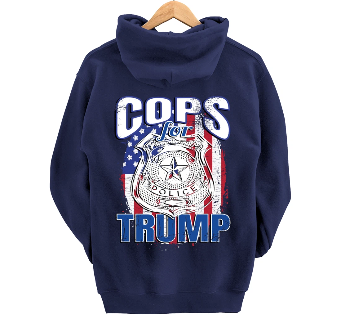 COPS FOR TRUMP Pro Police Pro Trump Blue Line Blue Lives Pullover Hoodie