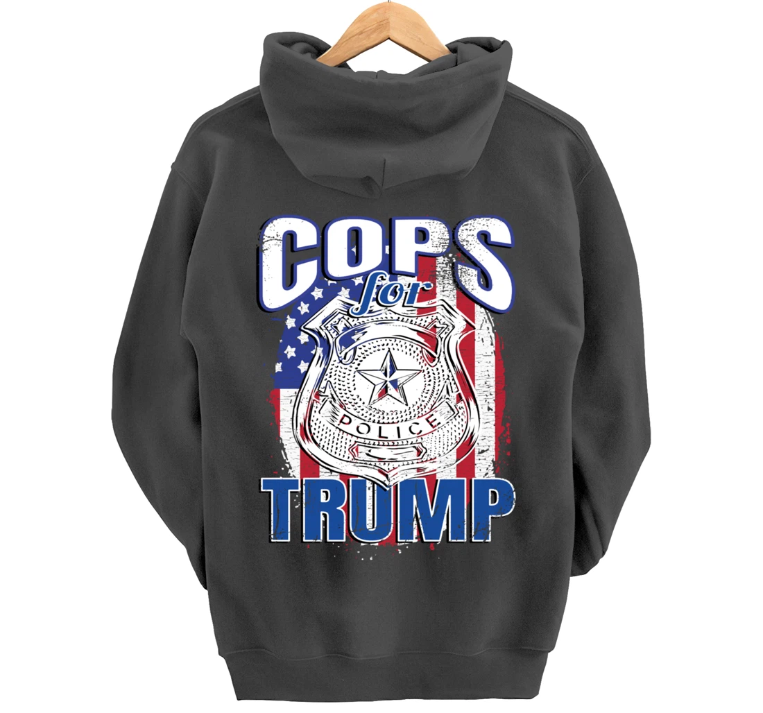 COPS FOR TRUMP Pro Police Pro Trump Blue Line Blue Lives Pullover Hoodie
