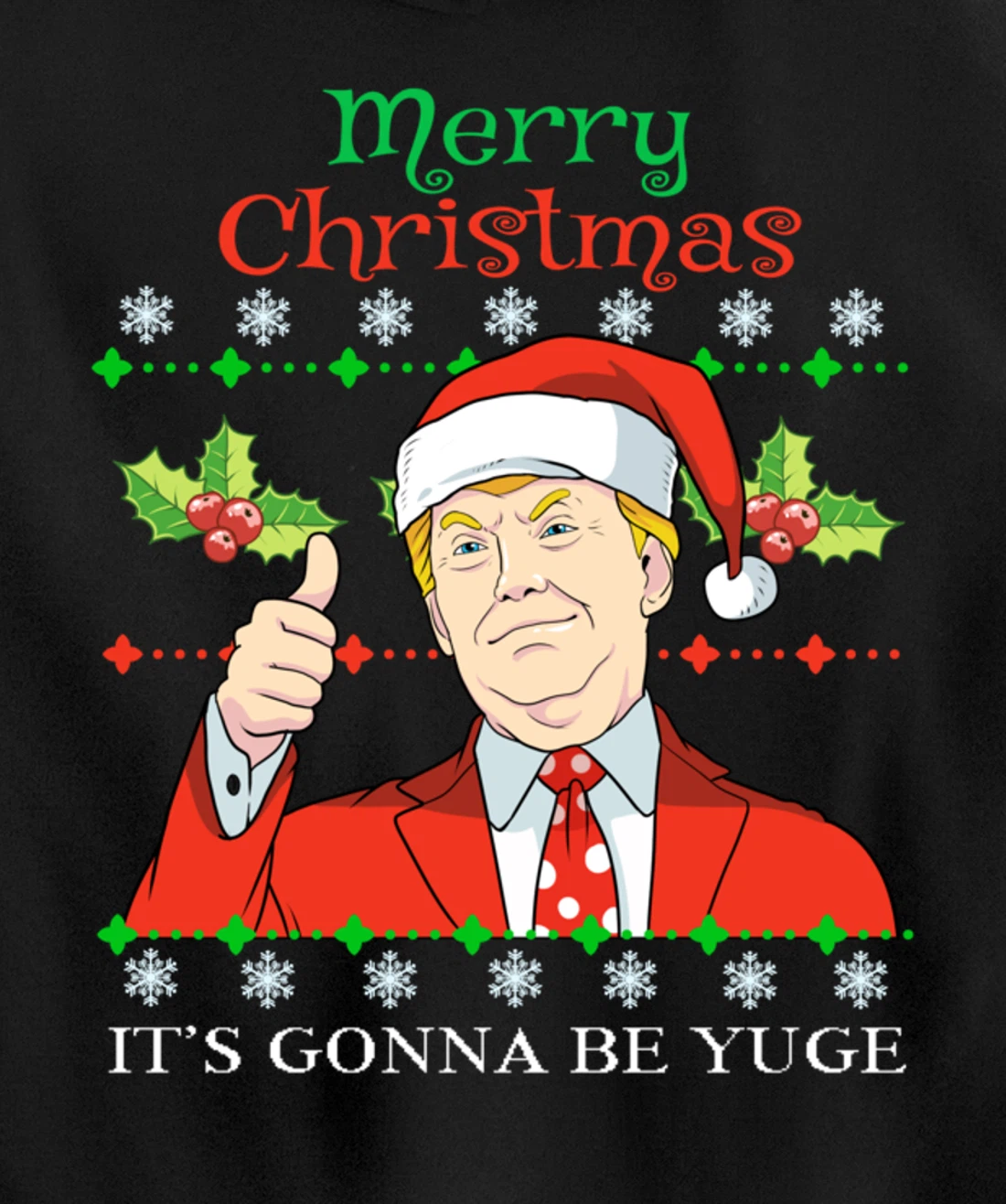 Donald Trump Christmas Print Merry Christmas Print Pullover Hoodie